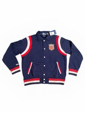 Ralph Lauren Vintage Baseball Varsity Jacket with Red, White and Blue